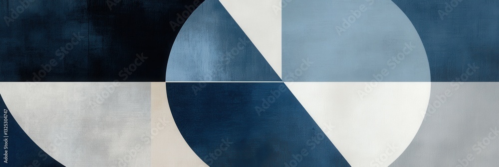 Poster Geometric background design showcasing angular shapes in navy blue, gray, and white, representing stability and governance in a modern context