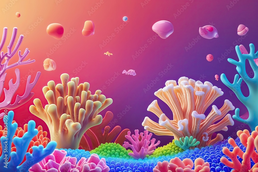 Poster vibrant coral background with dynamic animated gradient and fun bouncy elements
