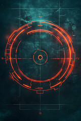 Futuristic Tactical Data Chart With Glowing Elements and a Radar Display