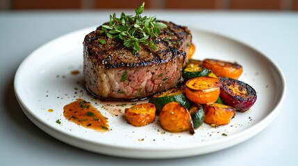 Grilled Beef Tenderloin with Roasted Vegetables