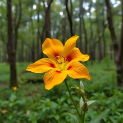 Obraz premium A good photo for photoshop and a flower with a forest background