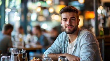 Attractive Guy Dining at Restaurant 