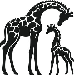 giraffe with a baby giraffe vector illustration