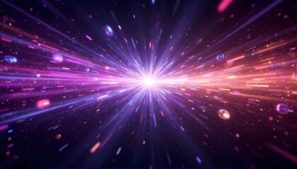 Naklejka premium The 3D rendering showcases a mesmerizing display of vibrant particles floating through space
