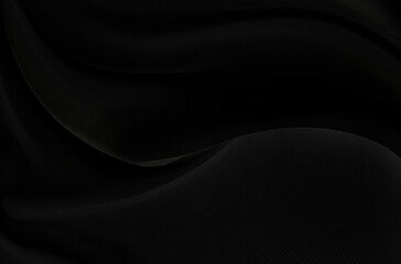 Black gray satin dark fabric texture luxurious shiny that is abstract silk cloth background with patterns soft waves blur beautiful.