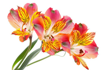 Alstroemeria Flowers On Transparent.

