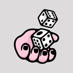 illustration cartoon hand play dice good for sticker