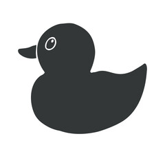 Vector hand drawn sketch doodle bathing duck isolated on white background