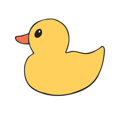 Vector hand drawn sketch doodle colored bathing duck isolated on white background