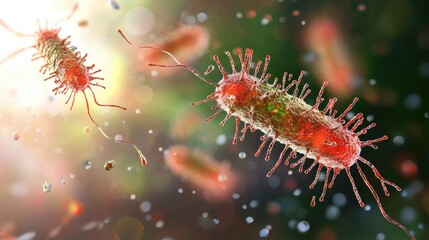 Fototapeta premium Exploring the Intricate Microscopic World of Bacteria, Viruses, Fungi, and Pathogens: A Journey Beneath the Surface