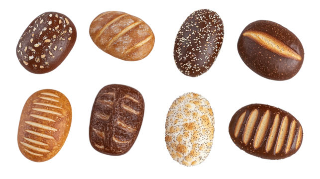 Assorted Artisan Breads Variety of Baked Goods Top View Studio Shot