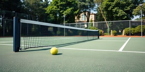 Tennis Court Green Surface Ball Net Outdoor Sport