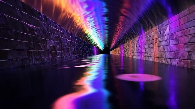 Colorful tunnel with water reflection
