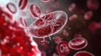 Fototapeta premium Exploring Microscopic Worlds: The Fascinating Interaction Between Red and White Blood Cells