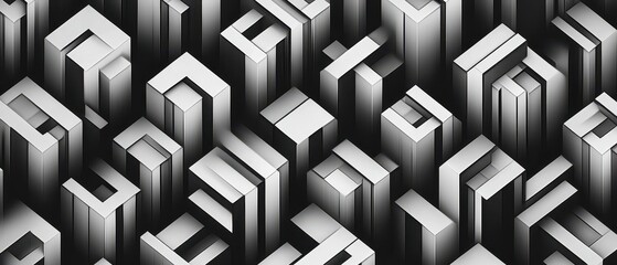 3D illusion cube pattern with overlapping geometric depth, seamless tile design