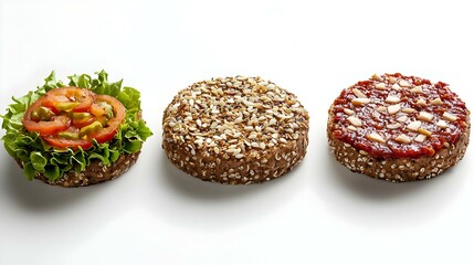 Three healthy hamburger options with different