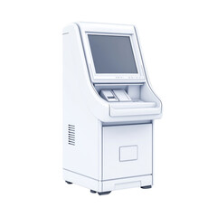 A sleek, modern ATM with a touchscreen interface and a compact design, ideal for banking transactions.