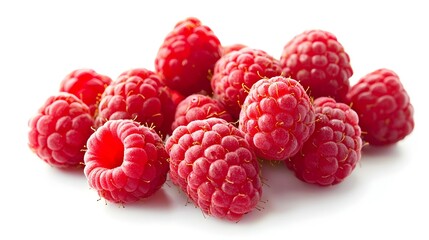 ripe juice red berries on twig of raspberries