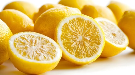 Ripe lemons on white background