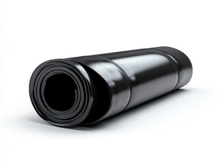 Rolled black waterproof membrane sheet.