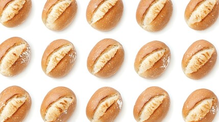 fresh bread collage on white background