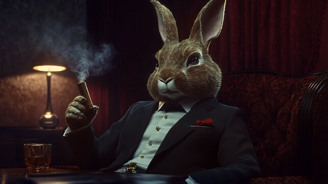 Bunny Gangster with Cigar