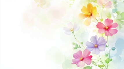 Fototapeta premium Beautiful background template made of Spring flowers.