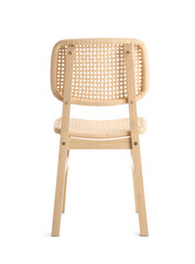 Modern wooden chair on white background