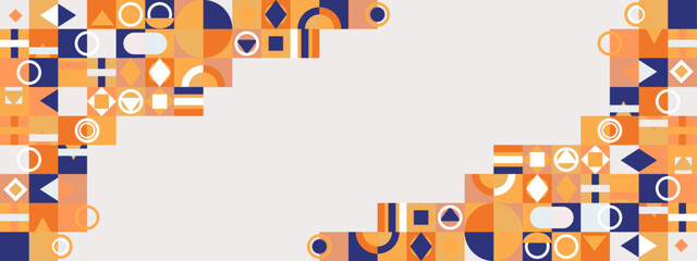 Colorful vector illustration geometric minimal pattern mosaic banner Simple circle shapes