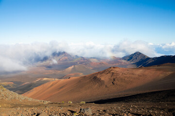 volcano caldera in the clouds