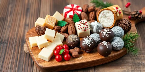 Festive Christmas Chocolate Candy Fudge Platter