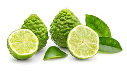 fresh bergamot fruit with leaf isolated