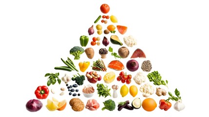 Food pyramid isolated on white