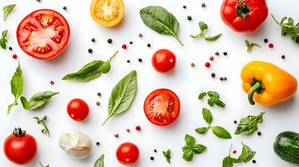 Flat lay composition with fresh vegetables