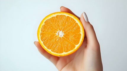 Close-up womans hand holding peeled orange