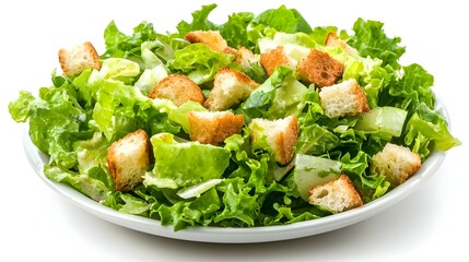 Caesar salad on white background