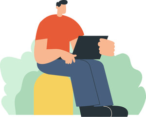 man working with a laptop