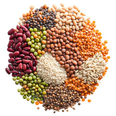 Legume Collection. Pulses Variety For Healthy Diet. Isolated Against Transparent Background.

