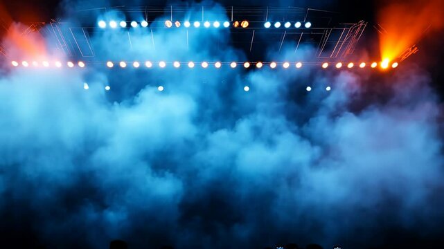 Dynamic stage lights and smoke create exciting concert atmosphere