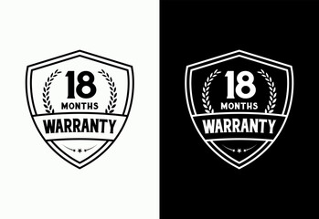 Advertising 18 months warranty shield emblem, for label, icon, logo, badge, symbol, button