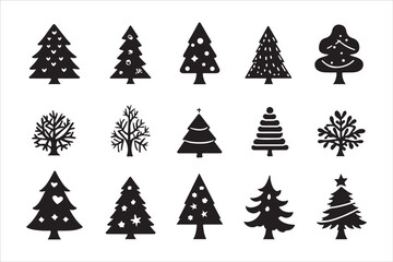 Obraz premium Festive Christmas Tree Vector Set 