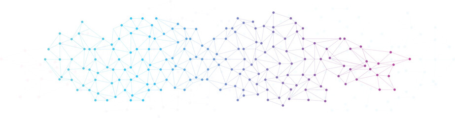Global communication banner with colorful network on white background. Abstract plexus technology futuristic network background. Connect lines and dots