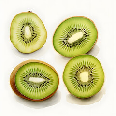 Fototapeta premium Digital technology kiwifruit watercolor design illustration