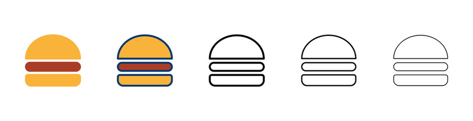 Hamburger icon vector isolated on white background. Burger and hamburger icon. Fast food vector icon
