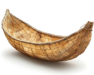 Obraz premium A traditional reed boat made from natural woven materials