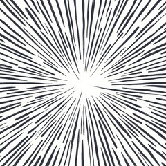 Abstract minimalist sunburst pattern with simple doodle lines, vectorized and clean