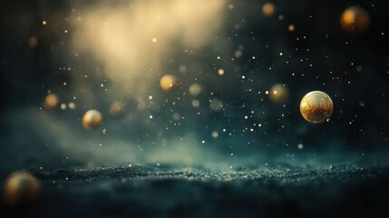 Dreamy celestial orbs floating against a textured ethereal backdrop