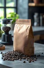 4こだわりのコーヒーパッケージのモックアップ　Gererated AI