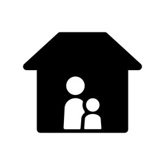 親と子どもが家にいるアイコンイラスト