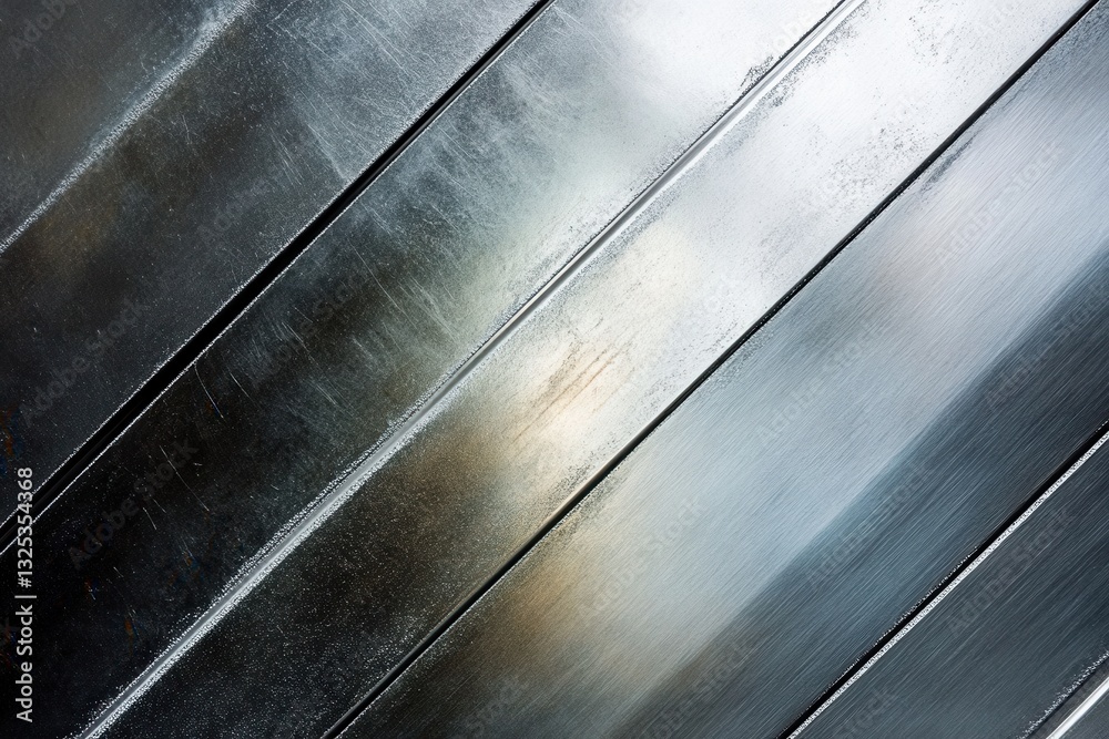 Aufkleber Metallic background featuring dynamic diagonal lines in silver and black with a glowing intersection for sleek industrial design